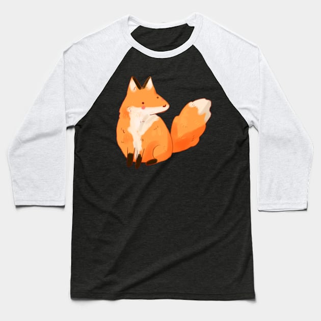 Cute fox sitting illustration Baseball T-Shirt by Mayarart